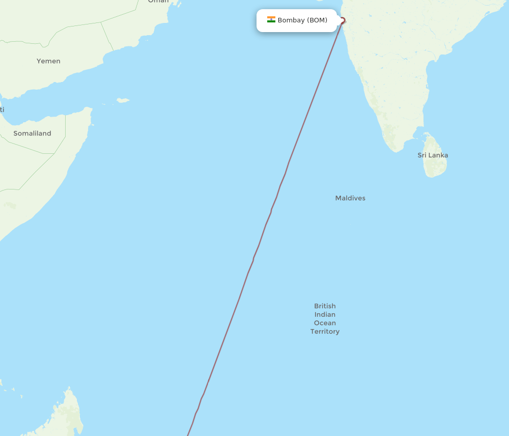 RRG-BOM flight routes