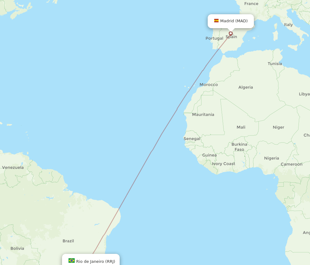 MAD to RRJ flights and routes map