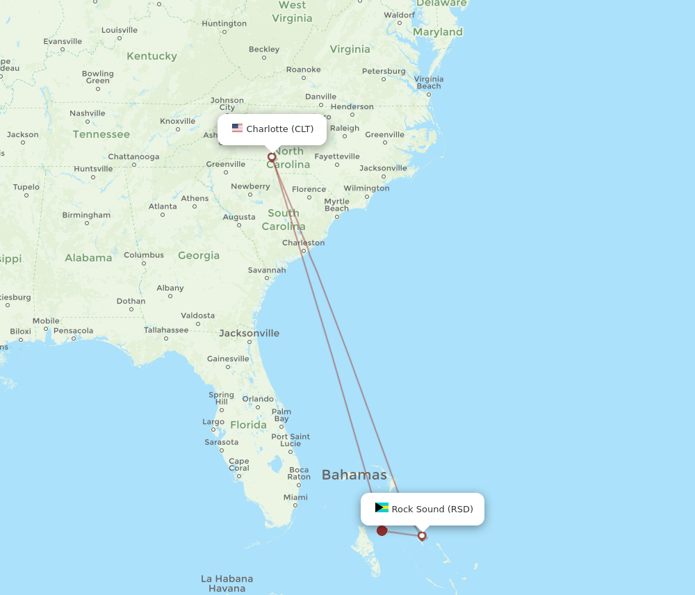 RSD-CLT flight routes
