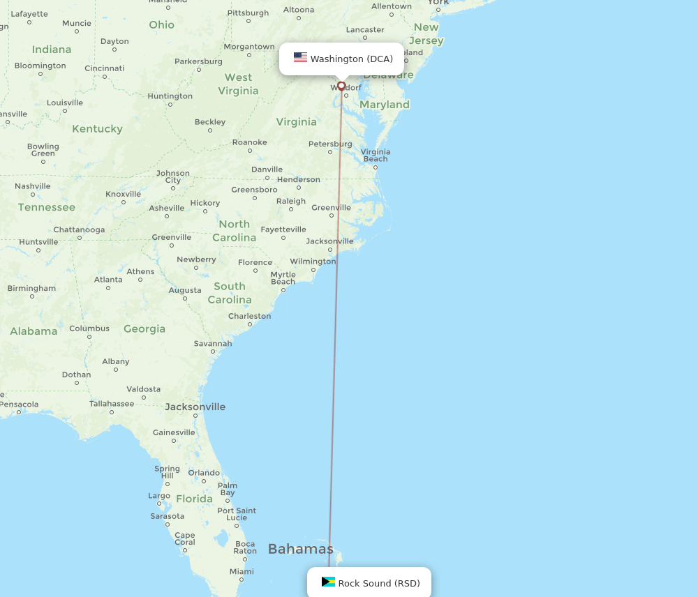 RSD-DCA flight routes