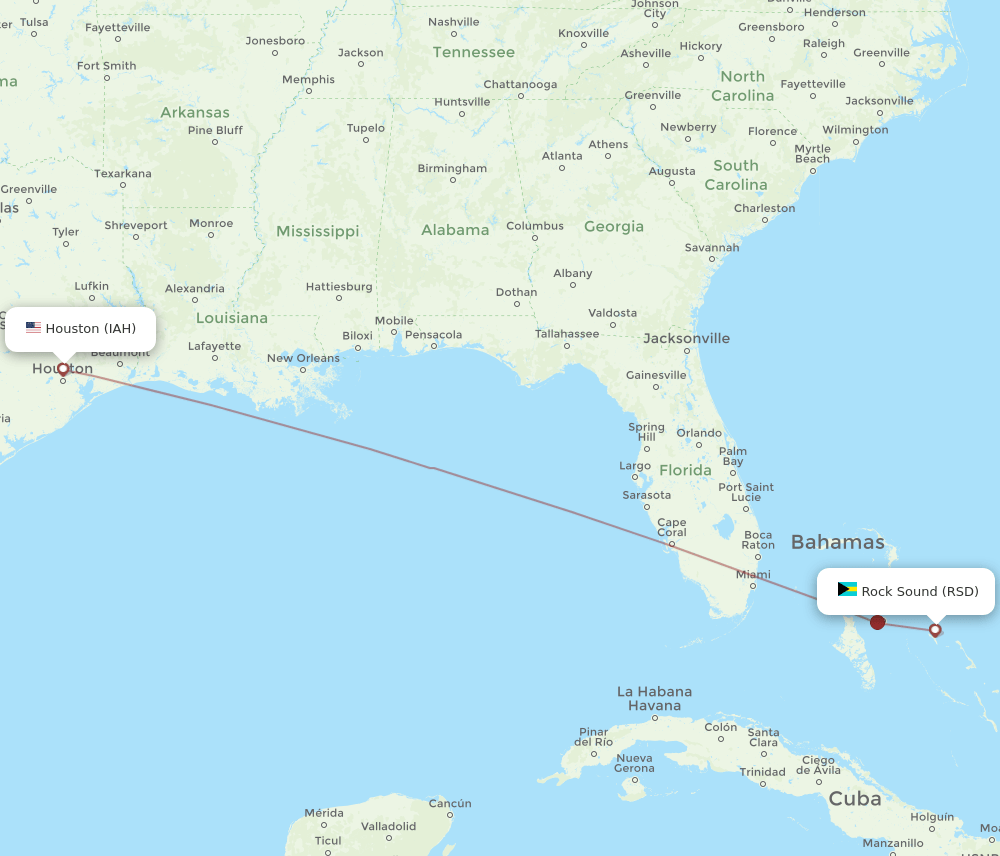 RSD-IAH flight routes