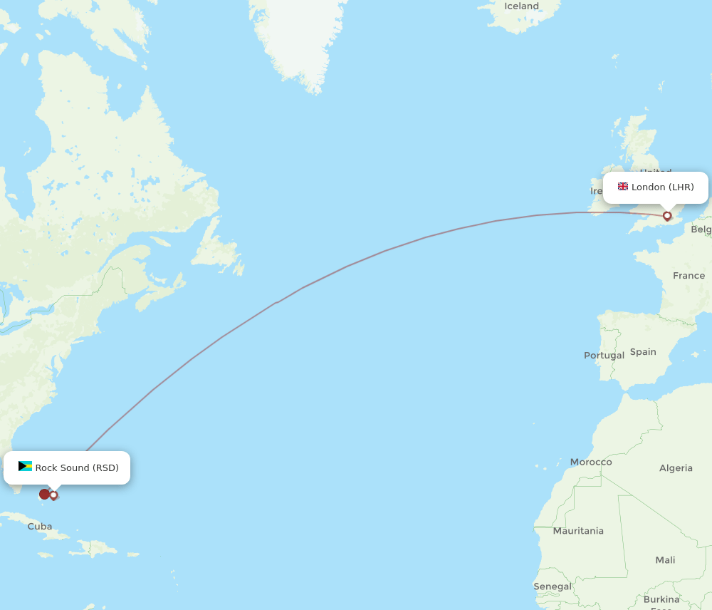 RSD-LHR flight routes