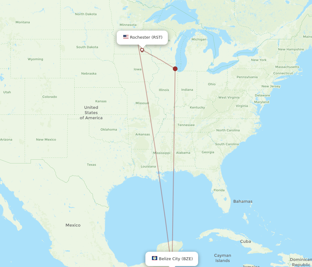 RST-BZE flight routes