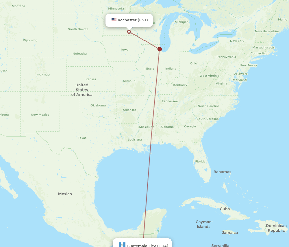 RST-GUA flight routes