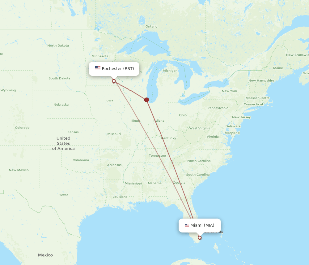 RST-MIA flight routes