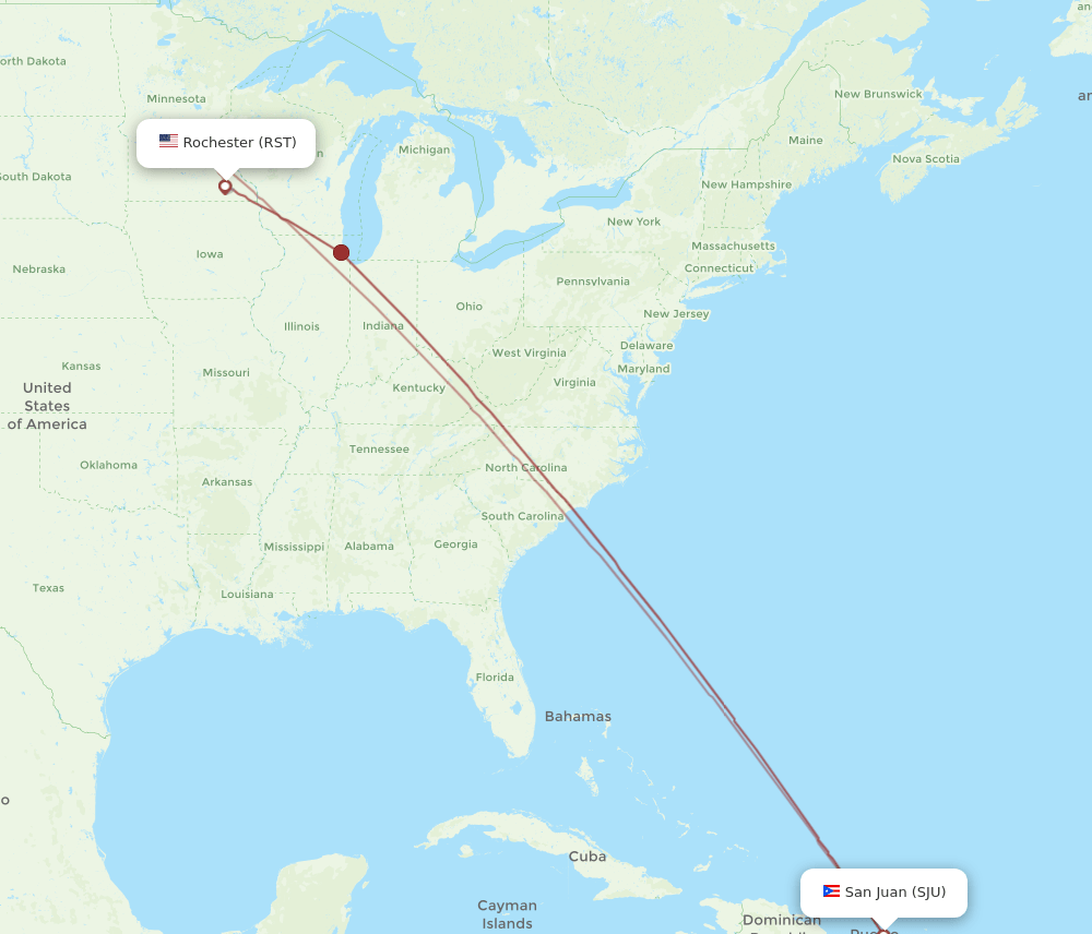 RST-SJU flight routes