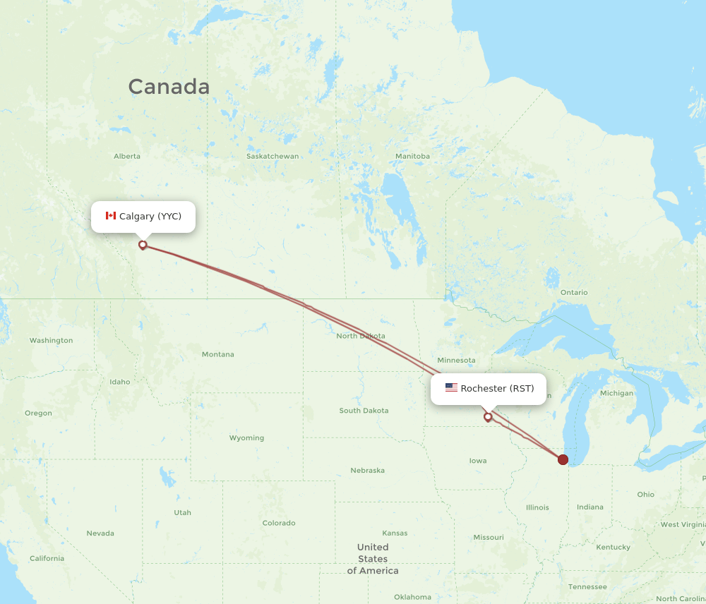 RST-YYC flight routes