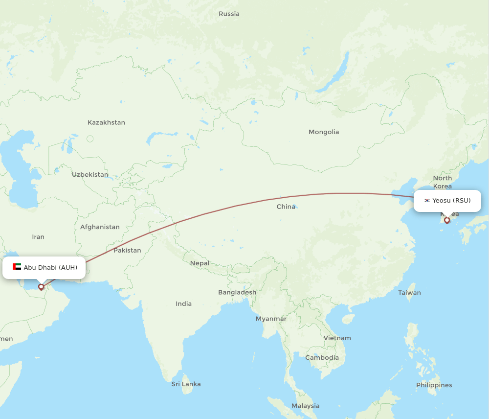 RSU-AUH flight routes