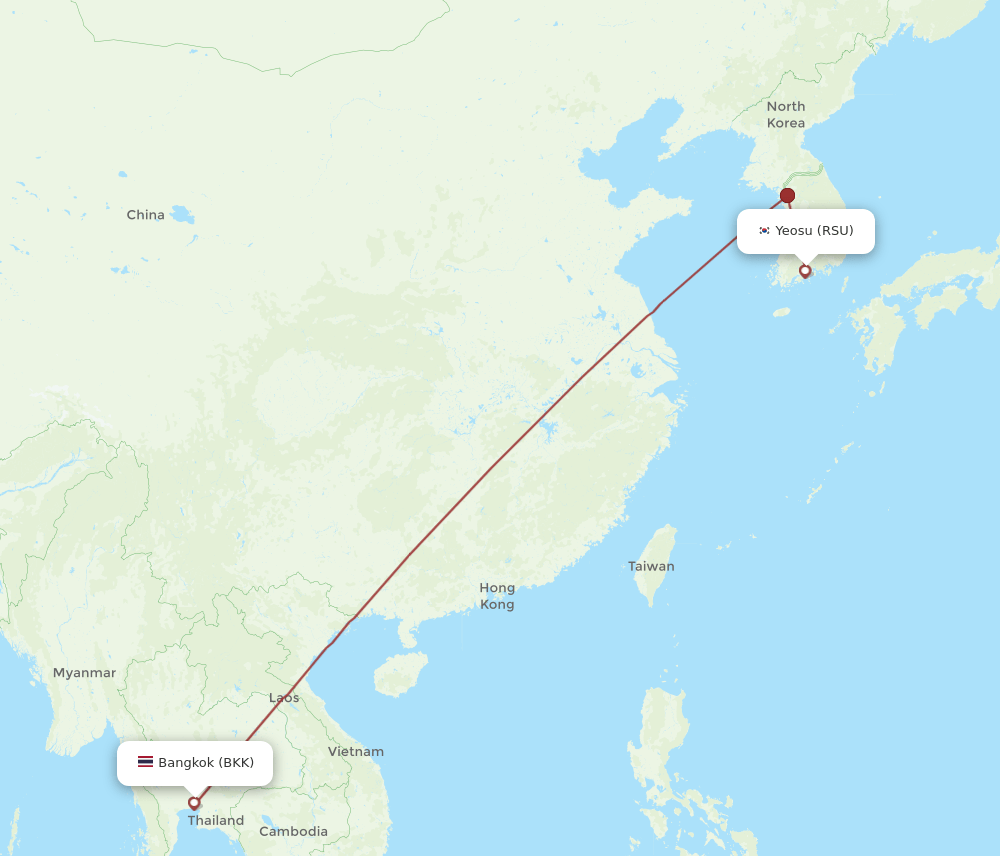RSU to BKK flights and routes map
