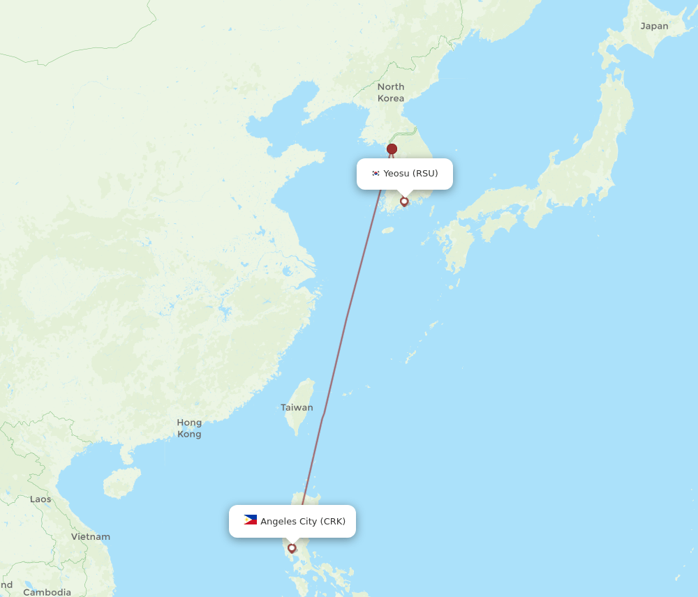 RSU to CRK flights and routes map