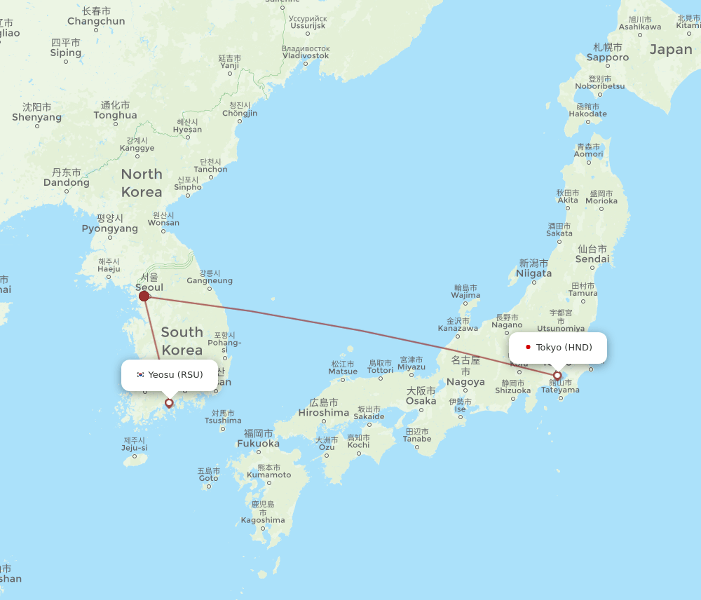 RSU-HND flight routes