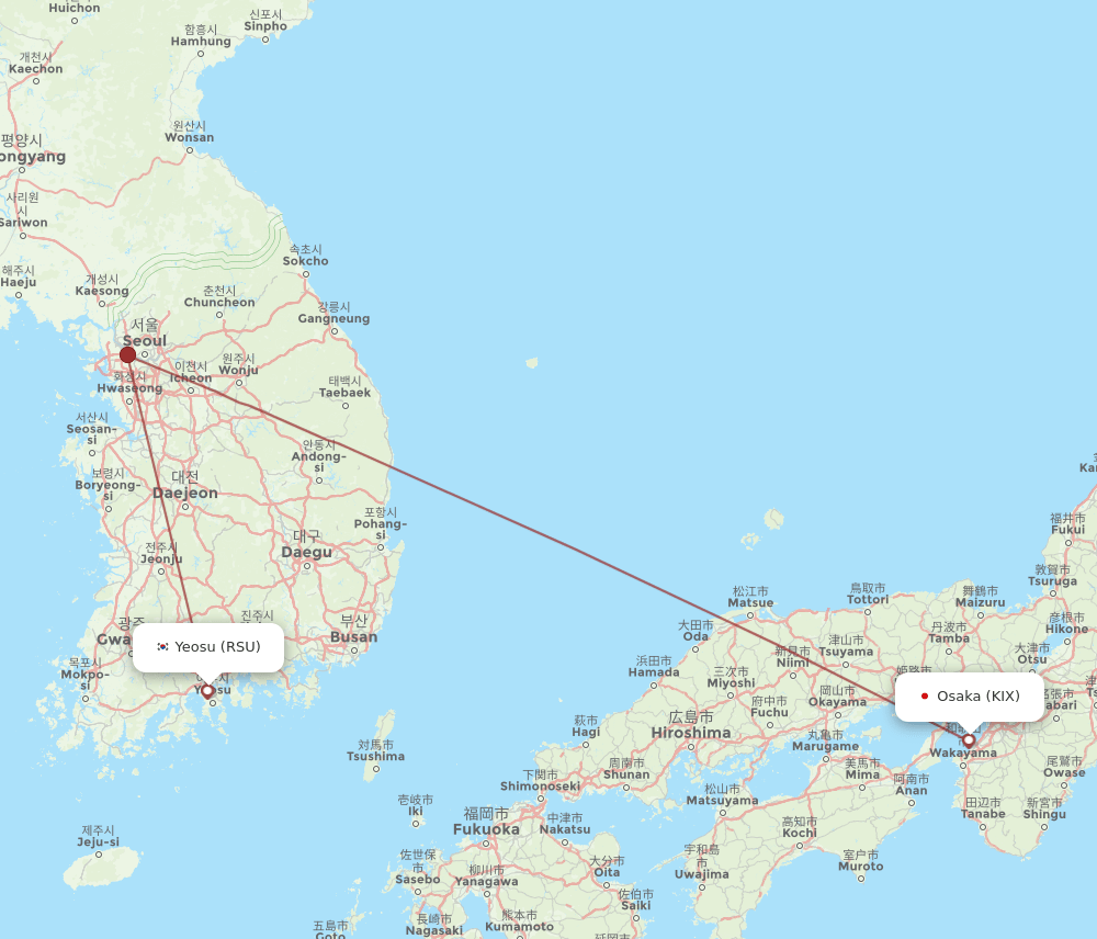 RSU-KIX flight routes