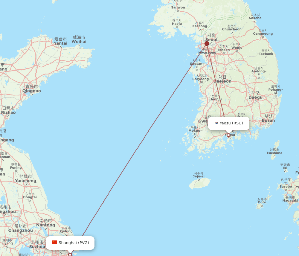 RSU-PVG flight routes