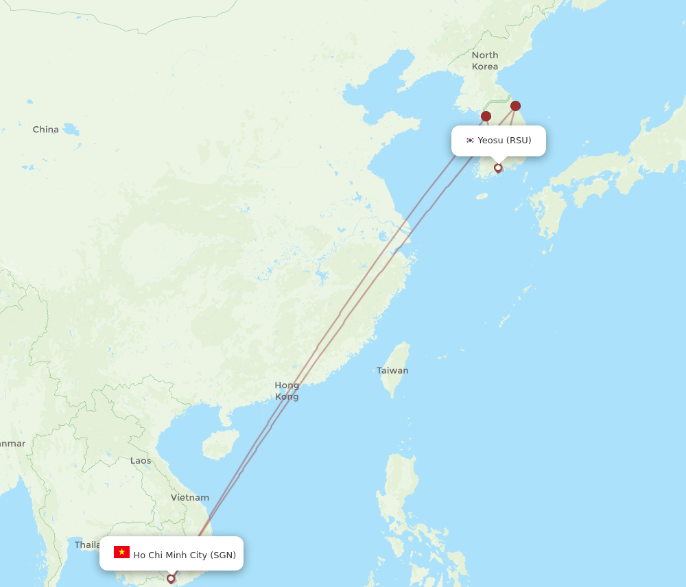 RSU to SGN flights and routes map