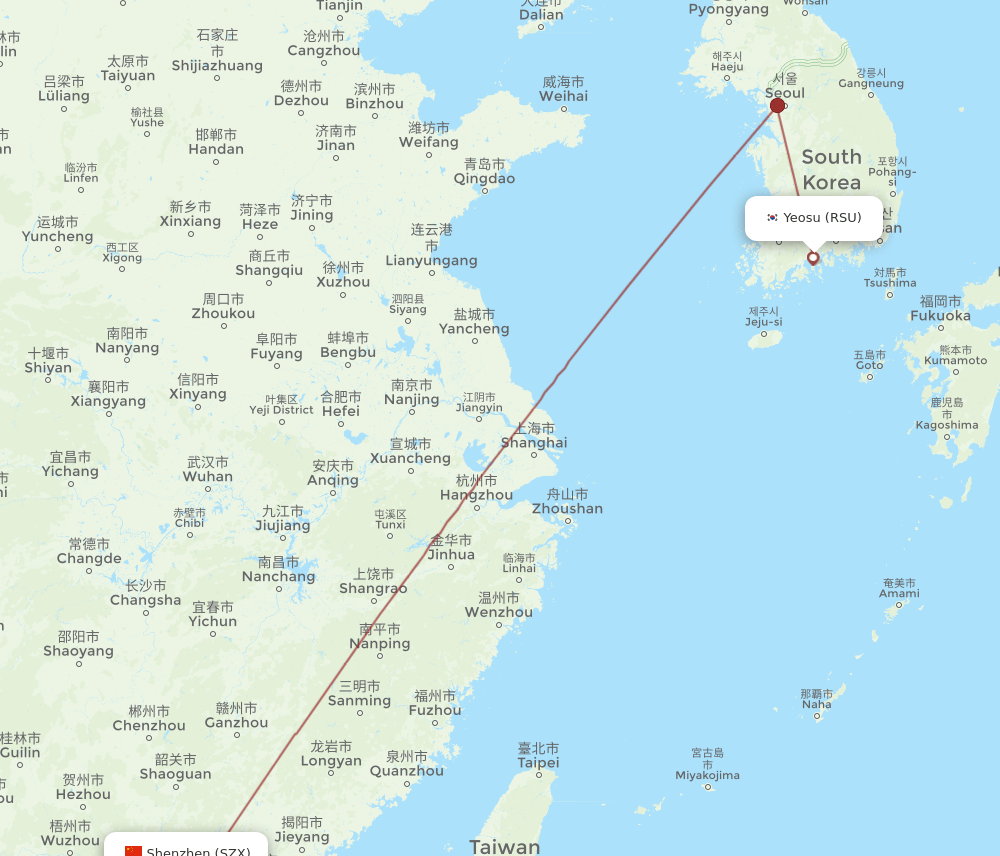 RSU-SZX flight routes