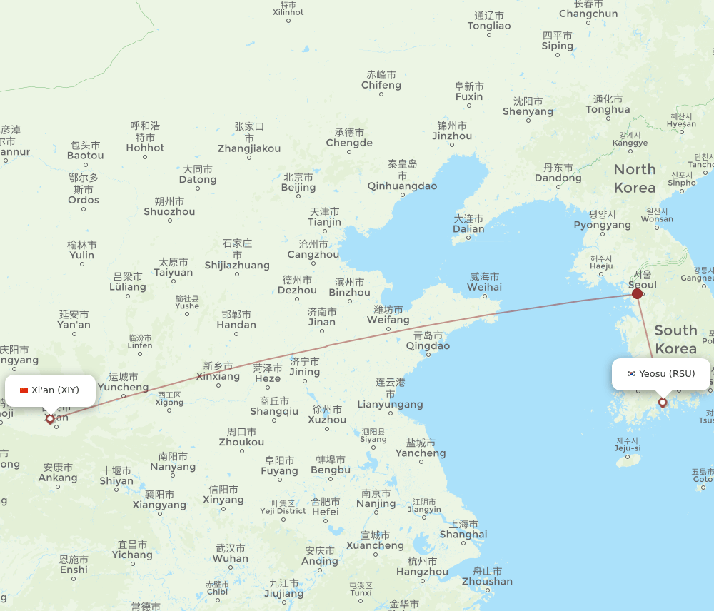 RSU-XIY flight routes