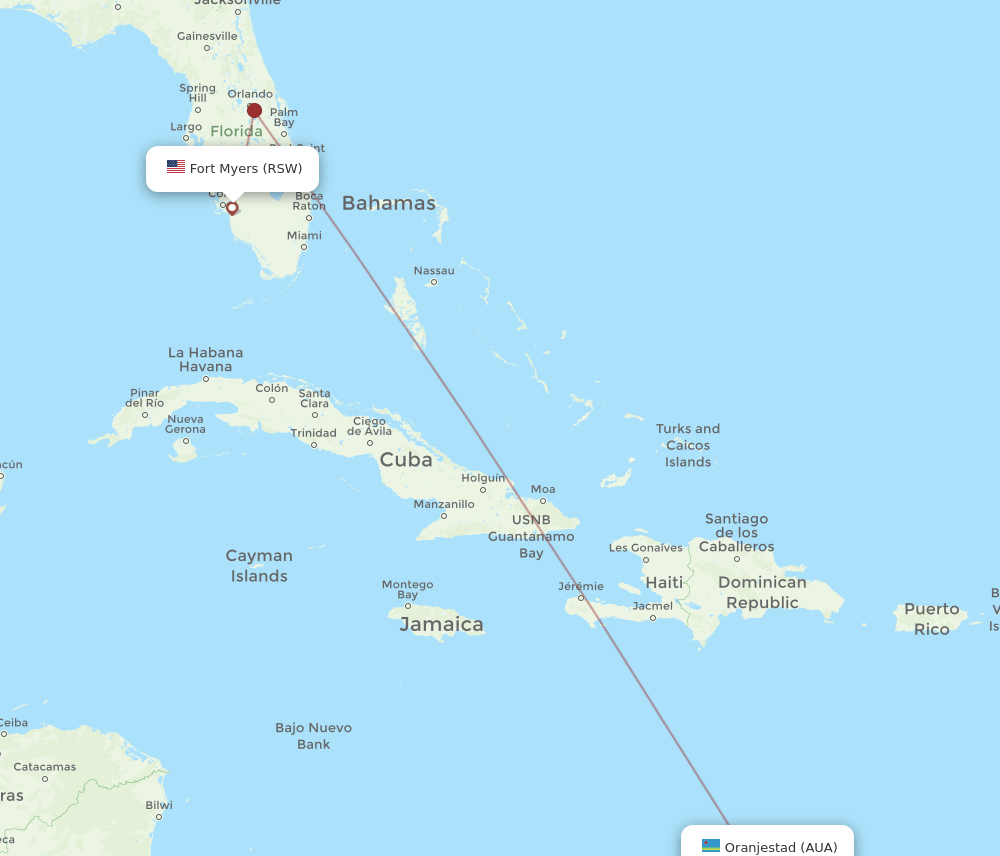 RSW-AUA flight routes
