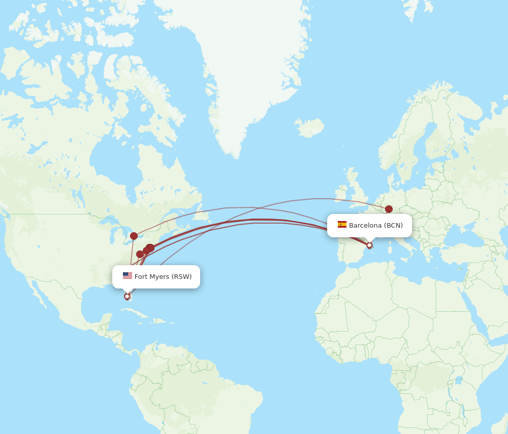 RSW-BCN flight routes