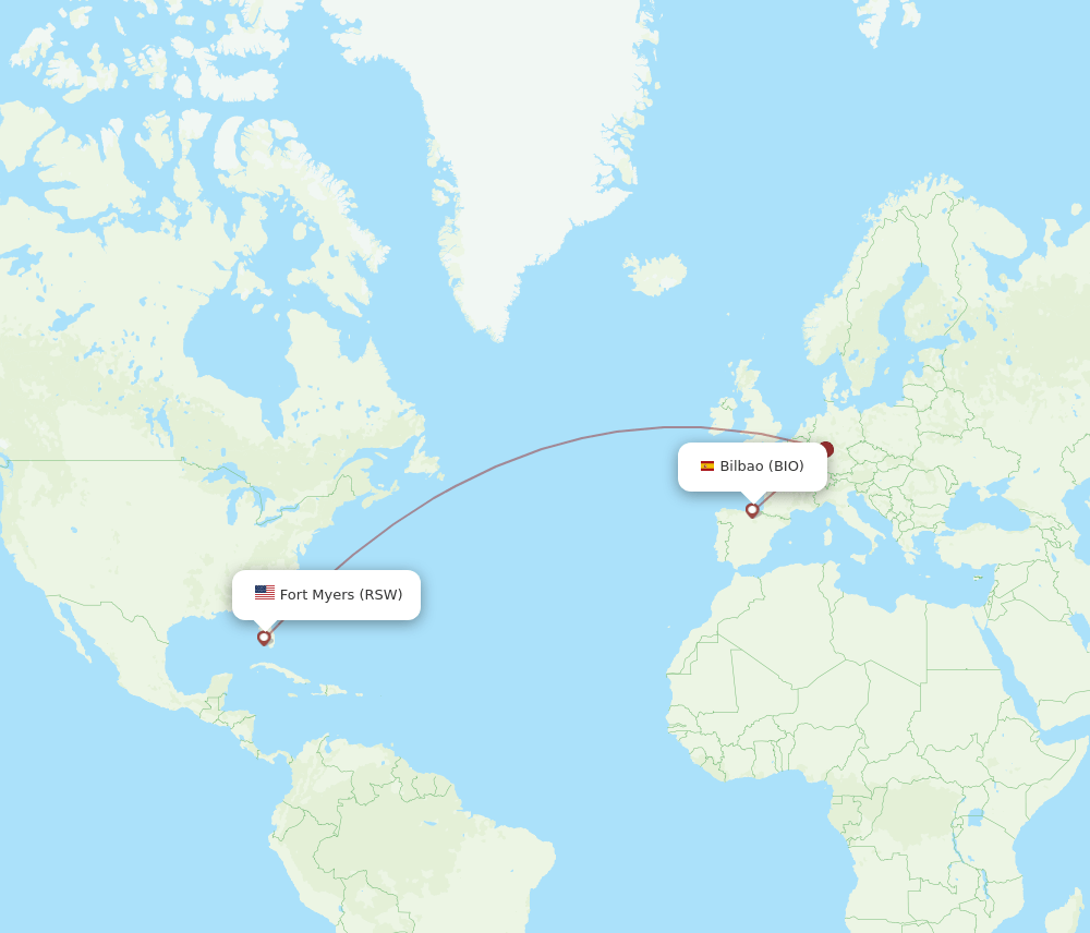 RSW to BIO flights and routes map