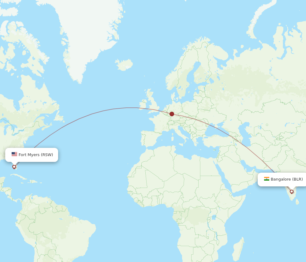 RSW-BLR flight routes