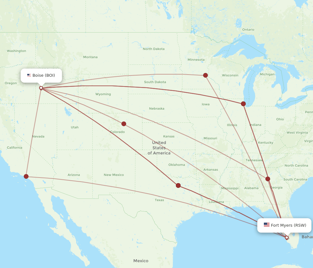 RSW-BOI flight routes