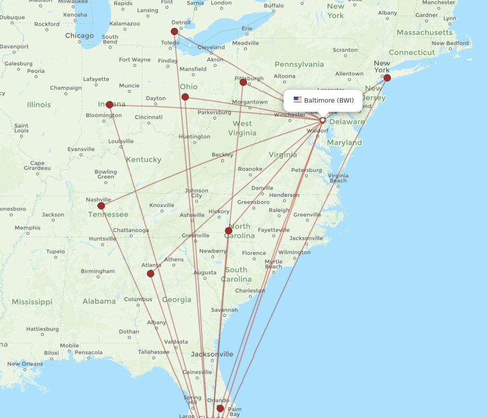 RSW-BWI flight routes