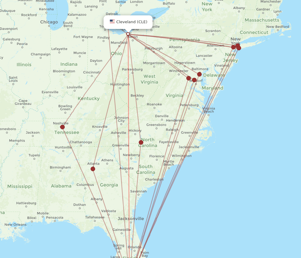 RSW-CLE flight routes