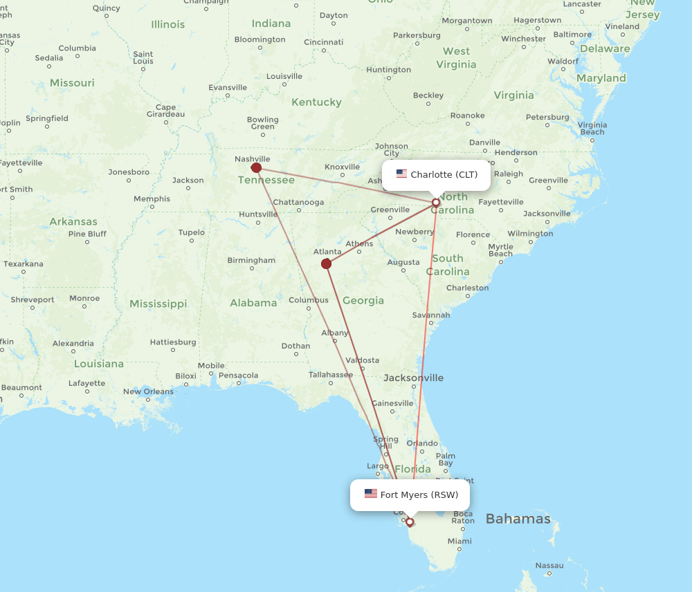 RSW-CLT flight routes