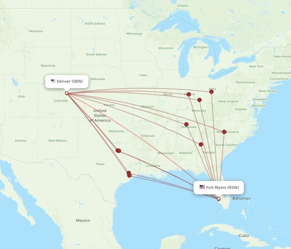 RSW-DEN flight routes