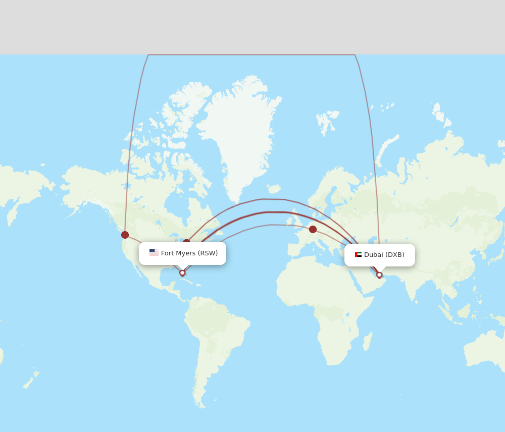 RSW-DXB flight routes