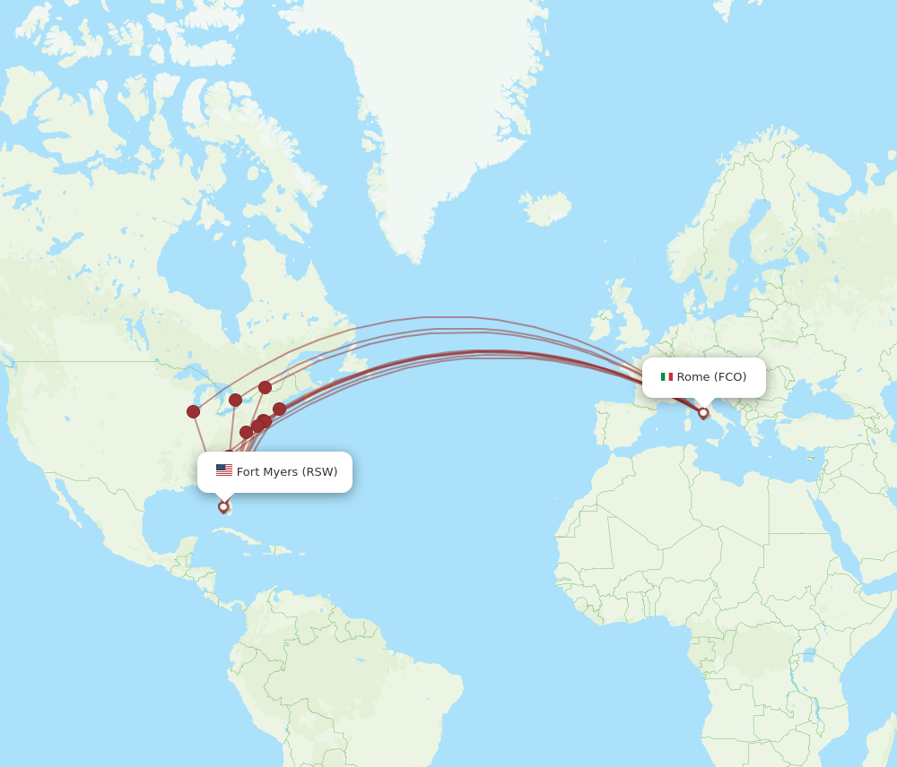 RSW-FCO flight routes