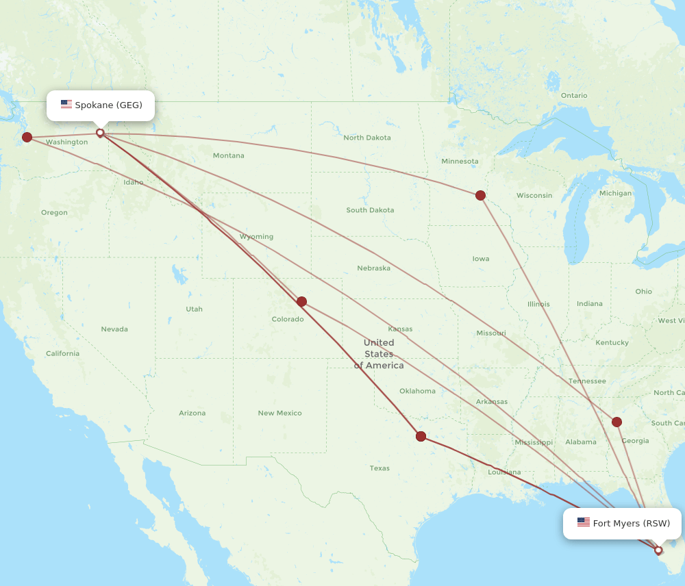 RSW-GEG flight routes