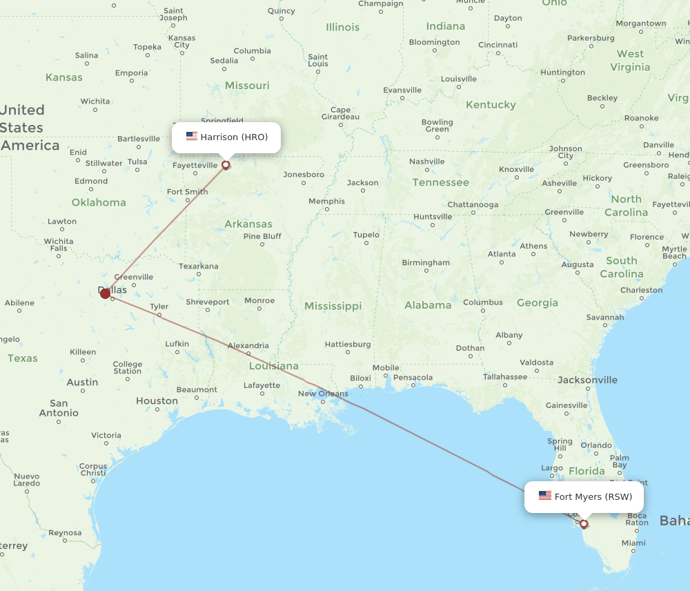 RSW-HRO flight routes