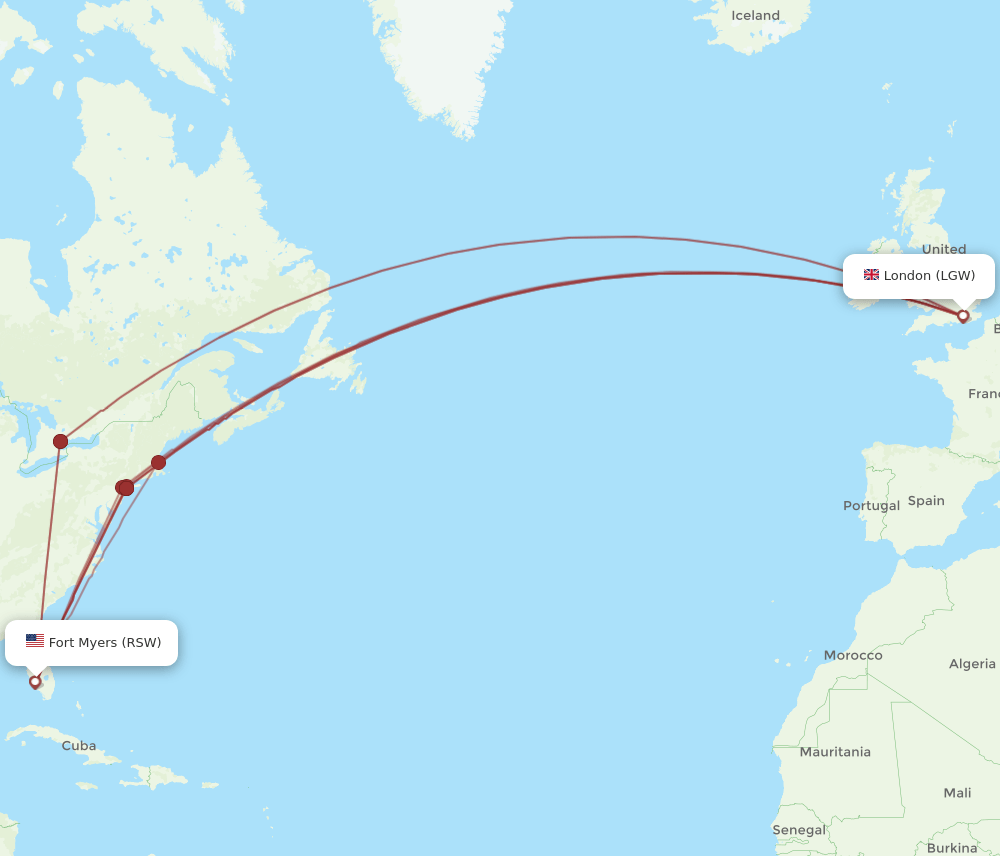RSW-LGW flight routes