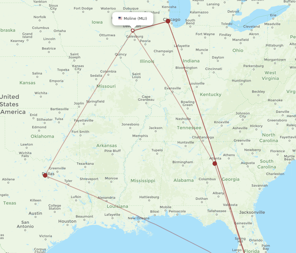 RSW-MLI flight routes