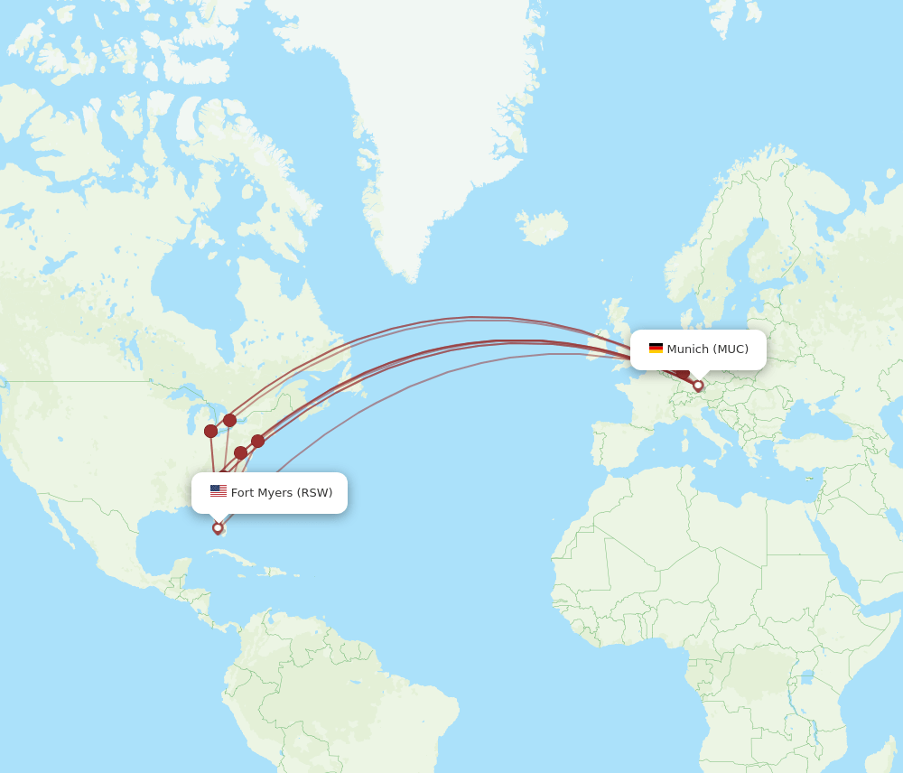 RSW to MUC flights and routes map