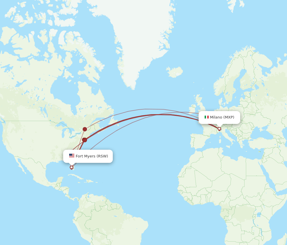 RSW-MXP flight routes