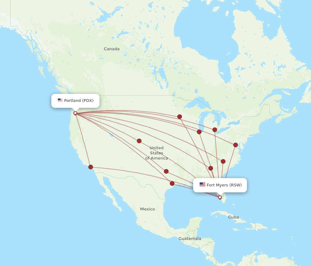 RSW-PDX flight routes