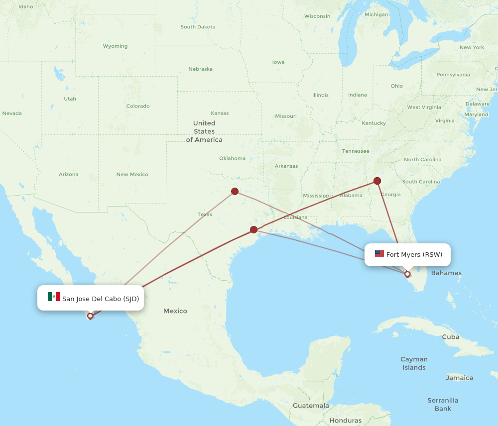 RSW-SJD flight routes