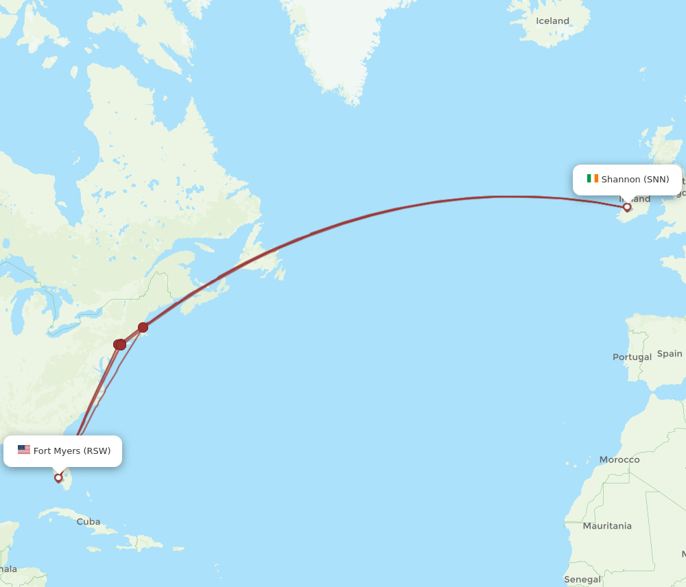 RSW-SNN flight routes