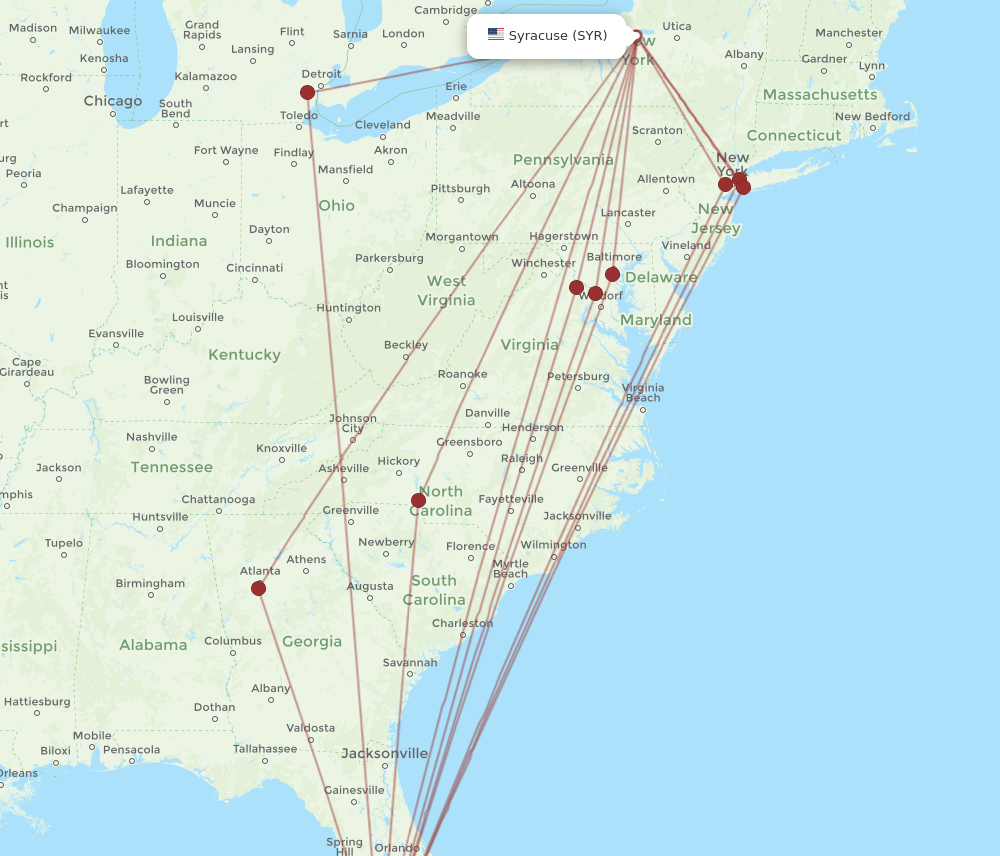 RSW-SYR flight routes