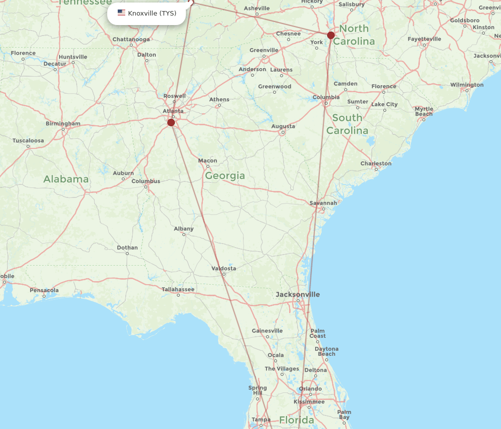 RSW-TYS flight routes