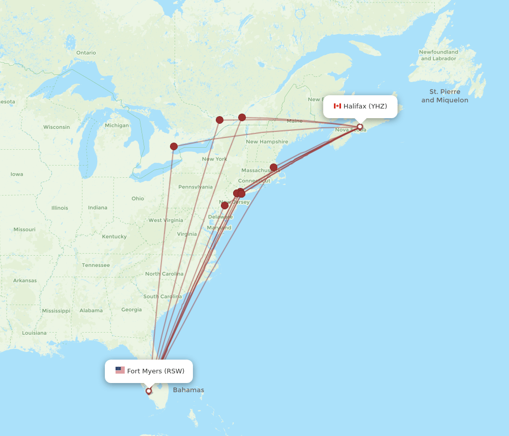 RSW-YHZ flight routes