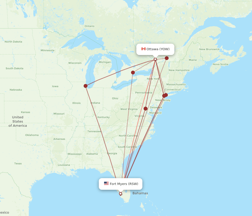 RSW-YOW flight routes