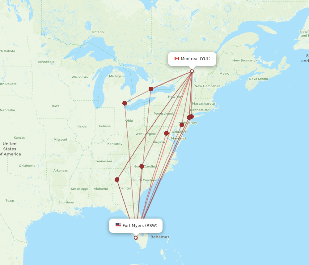 RSW-YUL flight routes