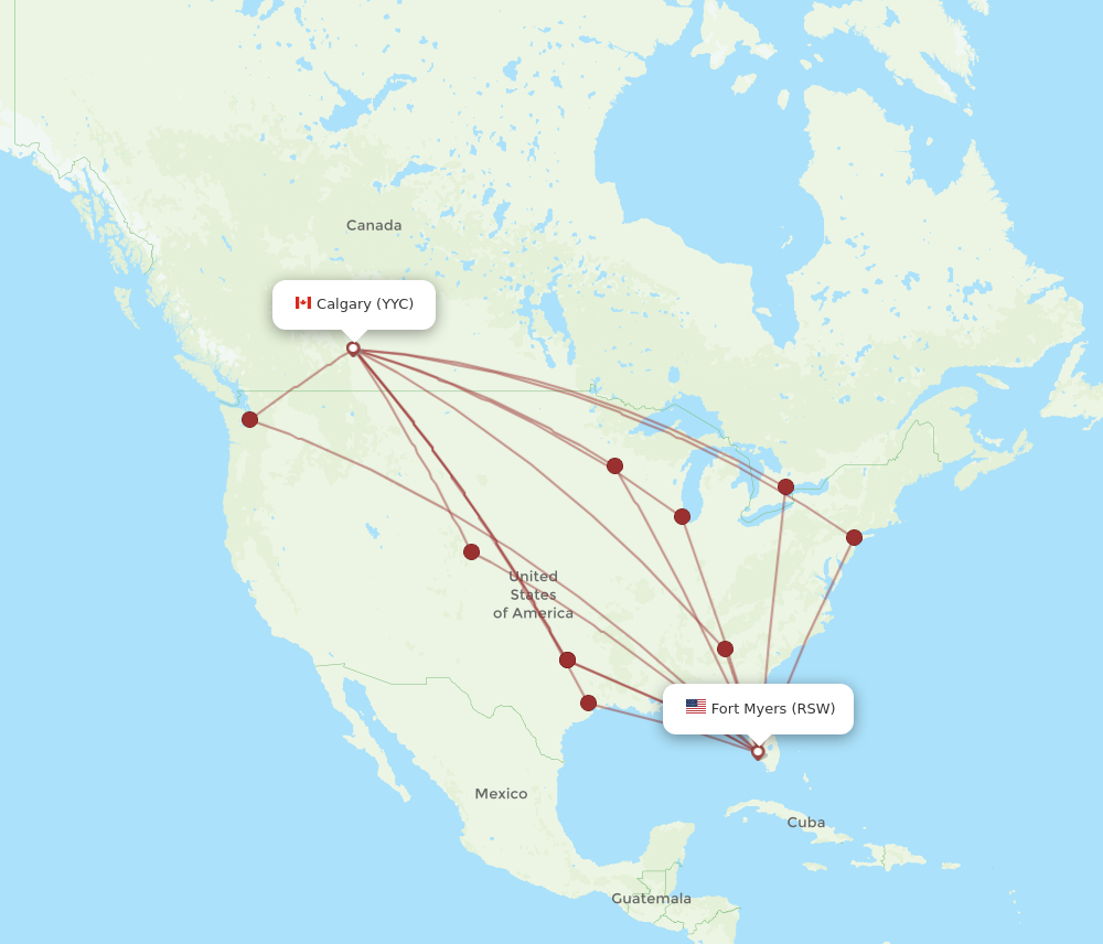 YYC to RSW flights and routes map