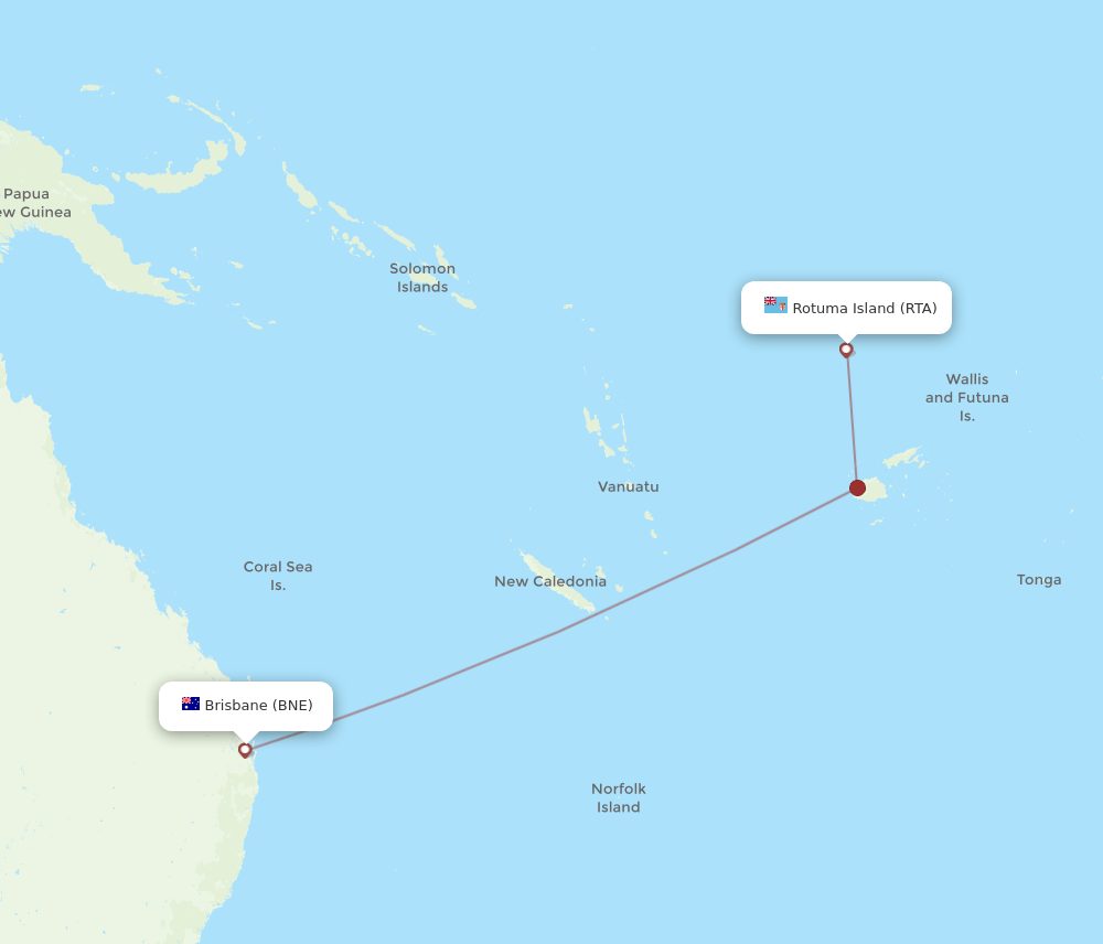 RTA-BNE flight routes