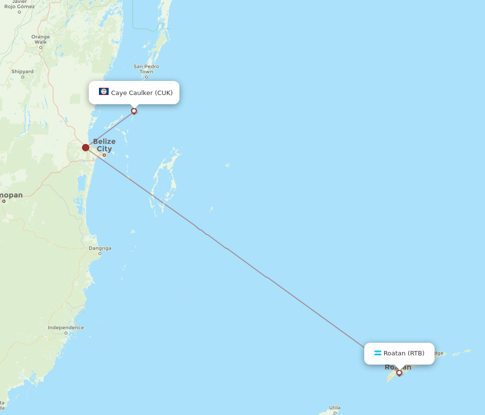 RTB-CUK flight routes