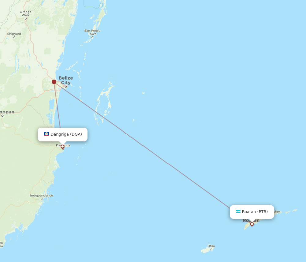 RTB-DGA flight routes