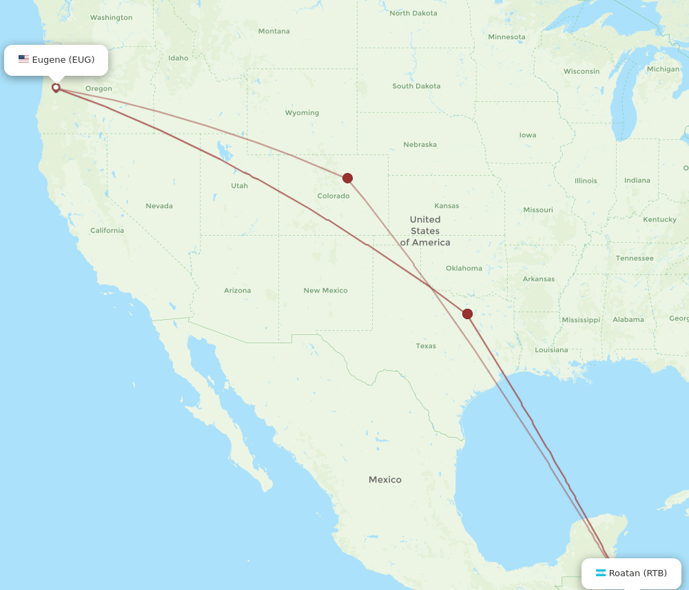 RTB-EUG flight routes